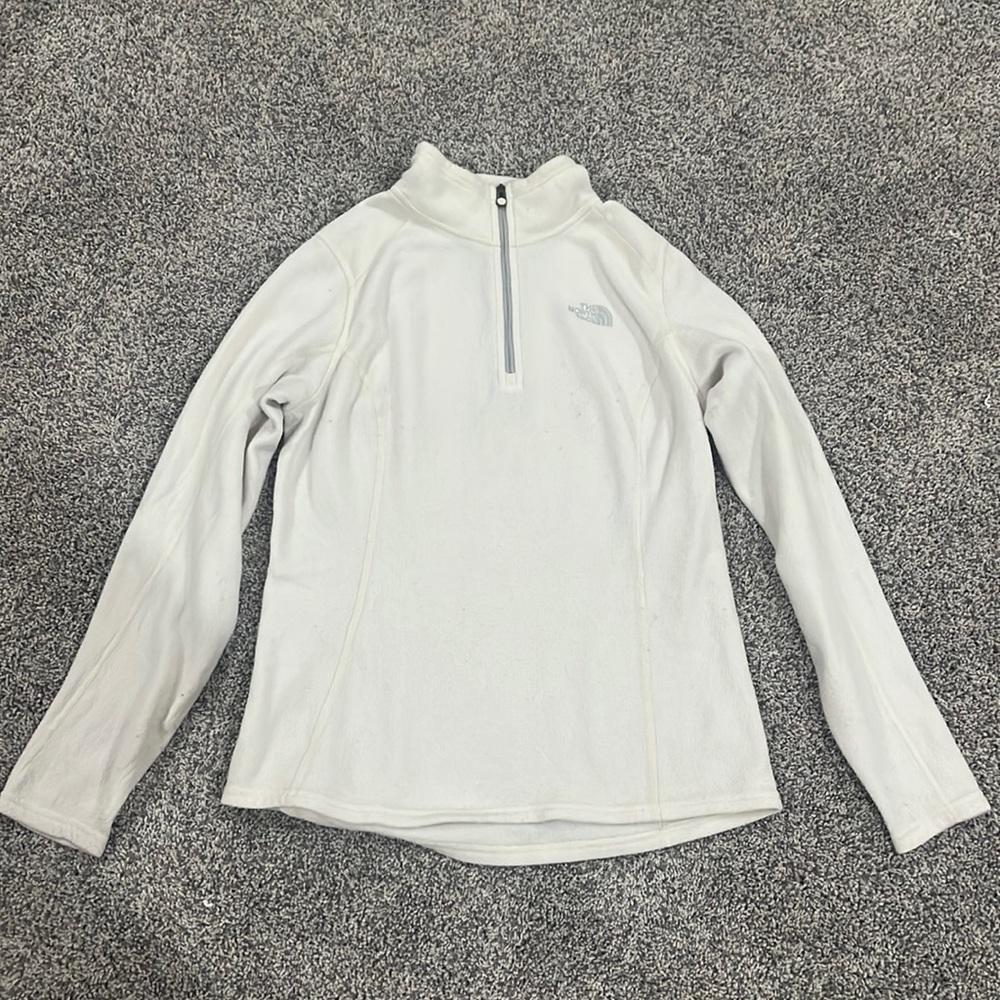 Women’s white North Face quarter zip jacket, size small